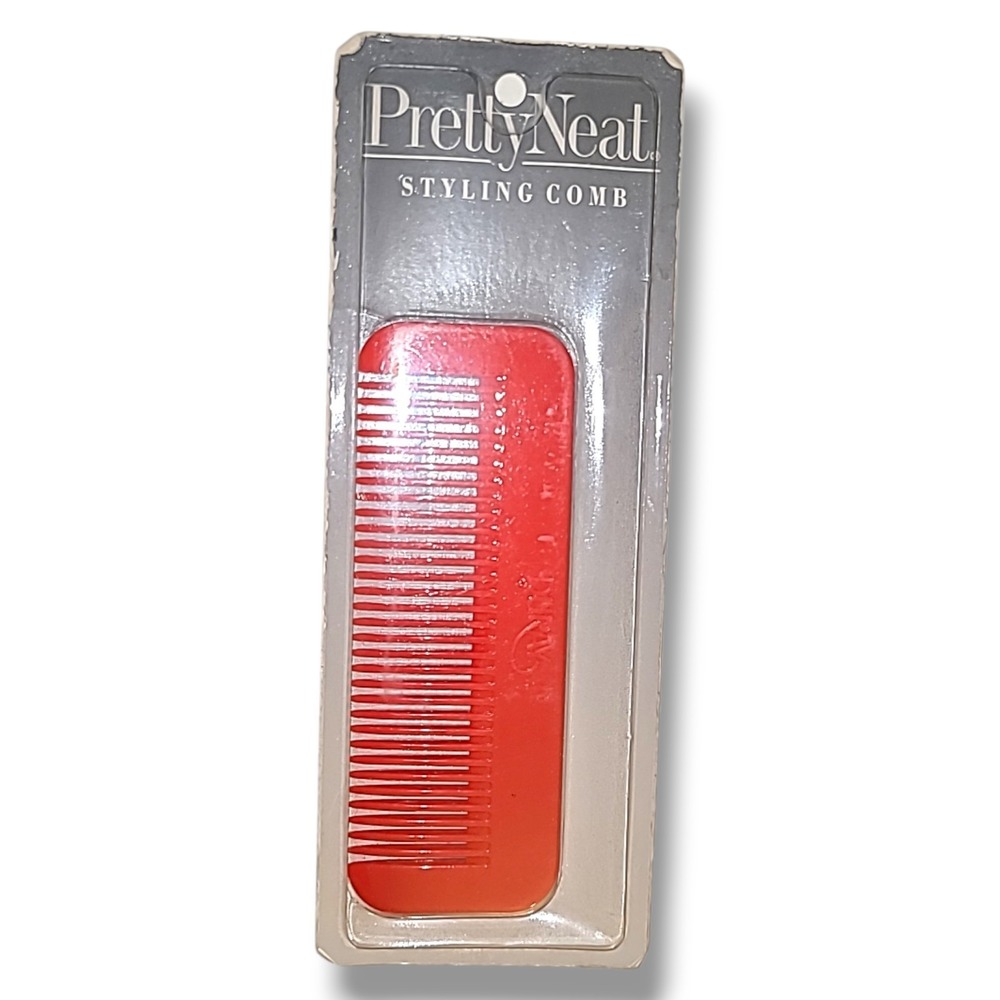 NOS Vintage Duray‎ Pretty Neat Styling Comb Red Wide Tooth Detangling